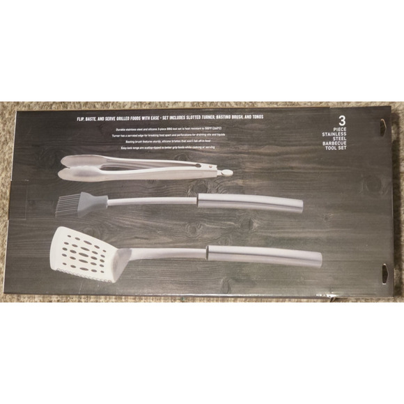 Farberware BBQ Stainless Steel Tool Set, 3 Piece, Stainless Set - New! - Picture 2 of 8